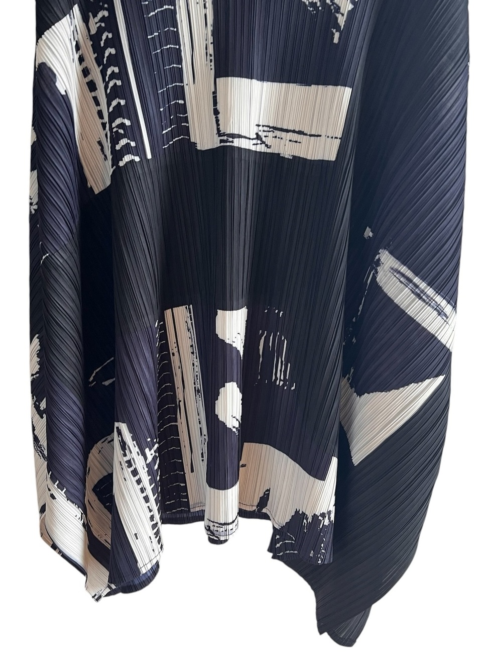 Abstract Pleated A-Line asymmetrical pointed hem midi dress excellent condition - Picture 5 of 11